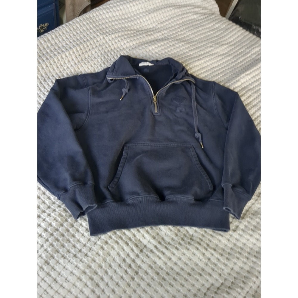 AMI de Couer Half‎ Zip Heart Sweatshirt Pullover High Neck Women Large Blue
